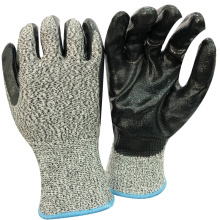 El alto nivel de corte NMSAFETY usa carcasa de nitrilo negro con guantes de forro de corte OEM